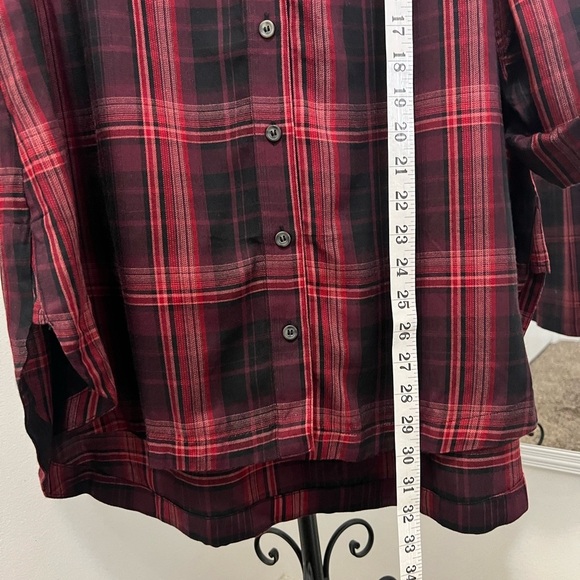 LANE BRYANT 18/20 Red and Black Plaid Button-Up Shirt. #039 - Picture 8 of 9